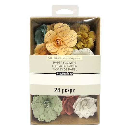Assorted Mulberry Print Paper Flower Embellishments By Recollections&#x2122;